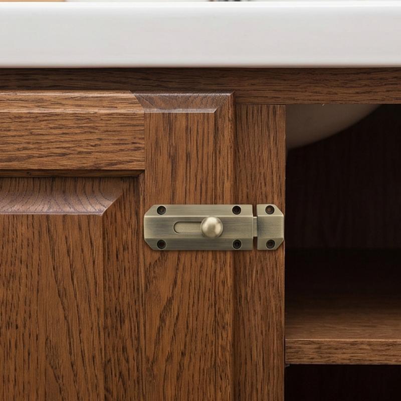 Round Knob Manual Door Bolt Lock Metal Hardware Thick Metal Slide Door Bolt for Interior Door Cabinet Door Wooden Door and Divider Placement