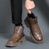 High End Brand Classic Brown Men's Outdoor Workwear Boots Thick Soled Business Short Boots Men's High Top Leather Casual Shoes