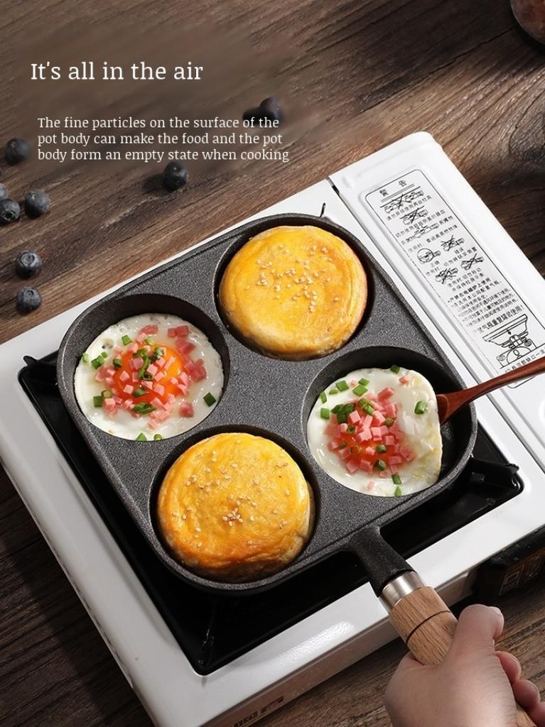 Four-hole Frying Pot Pan Thickened Pan Non-stick Egg Pancake Steak Pan Cooking Egg Ham Pans Breakfast Maker Cookware