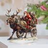 Weihnachtsmann Schlitten Rentier Figur 2D Acryl Tischdeko mit Weihnachtsmann und Rentier für Heimparty Winterurlaub Weihnachtsdekorationen