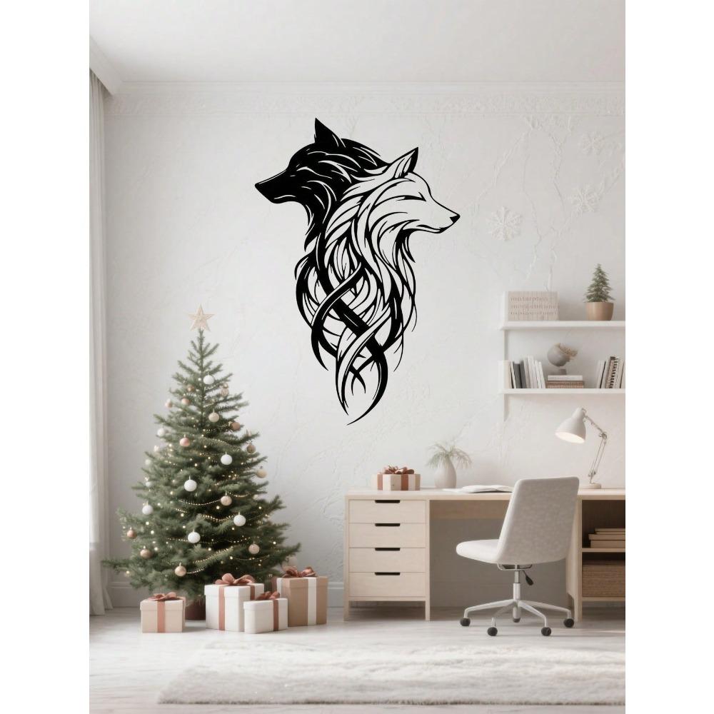 Howling Wolf Metal Wall Art Black White Animal Decor Home Office Cabin Gift