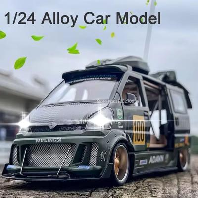 1/24 Modello di Auto in Lega Giocattolo Wuling Hongguang Furgone Modificato Simulazione Metallo Die-cast Suono e Luce Modello di Auto Giocattolo per Ragazzo Regalo Collezione Ornamenti