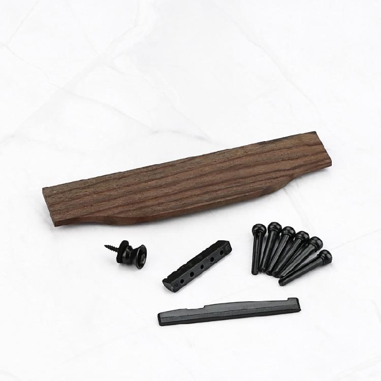 Acoustic Guitar Bridge Guitar Saddles Nut Slotted Bridge Pins Rosewood 6 String Folk Guitar Bridge Replacement Part