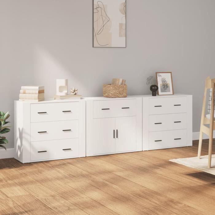 VidaXL Buffets 3 pcs Blanc Bois d'ingénierie 3185423