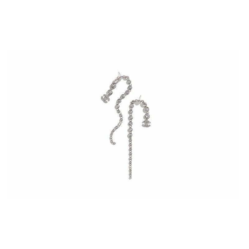 

CHANEL Double C diamond metal, rhinestone earrings for women срібний