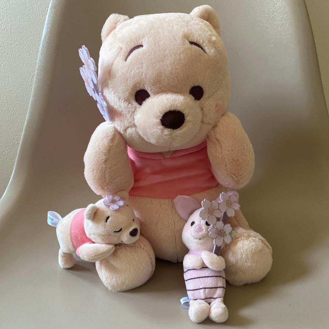 Winnie the Pooh L Plush Toy Mascot Sakura Ver. Sakura Pink Set