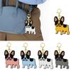 Bulldog Key Holder for Car Keys and Bags PU Leather Keychain Animal Lover Keyring Pendant Stylish Backpack Decoration
