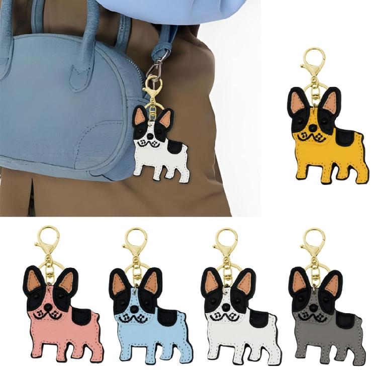 Bulldog Key Holder for Car Keys and Bags PU Leather Keychain Animal Lover Keyring Pendant Stylish Backpack Decoration