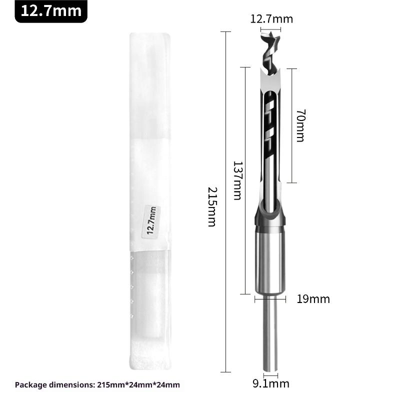 Durable Square Hole Drill Bits 6.4/8/9.5/12.7mm Portable Woodworking Mortising Chisel Adapter For DIY Woodworking Drilling Tools
