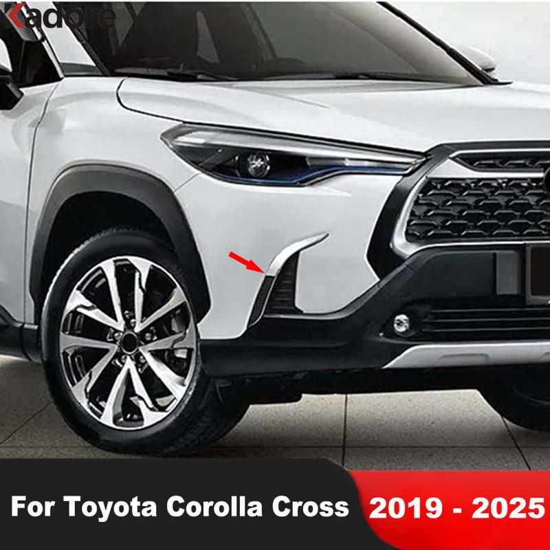 Front Fog Light Lamp Eyebrow Cover Trim For Toyota Corolla Cross -2024 2025 Chrome Car Foglight Eyelid Trims Accessories