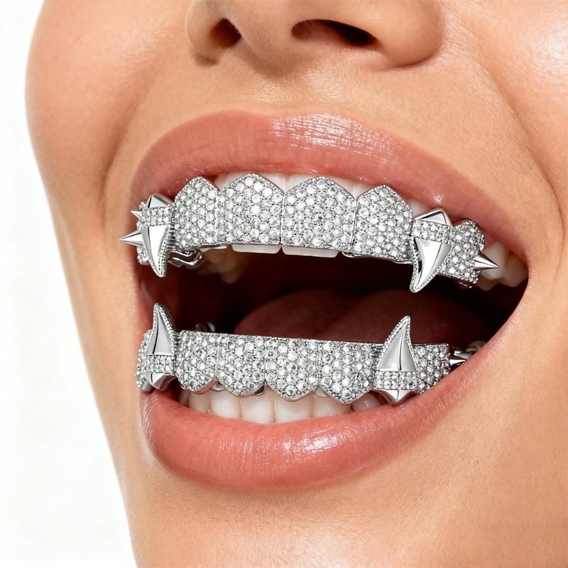 Lightweight Vampires Fangs With Gold Silver Color Options Sturdy Copper Costume Teeth For Theme Parties