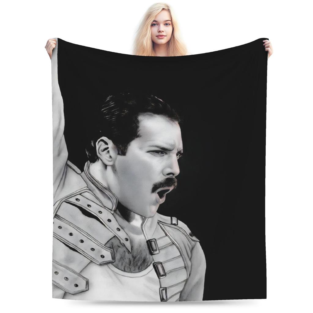 Warm Soft Blanket Kids Adult Picnic Singer Freddie Mercurys Bedding Throws Bedspread For Living Room Novelty Sofa Bed Cover