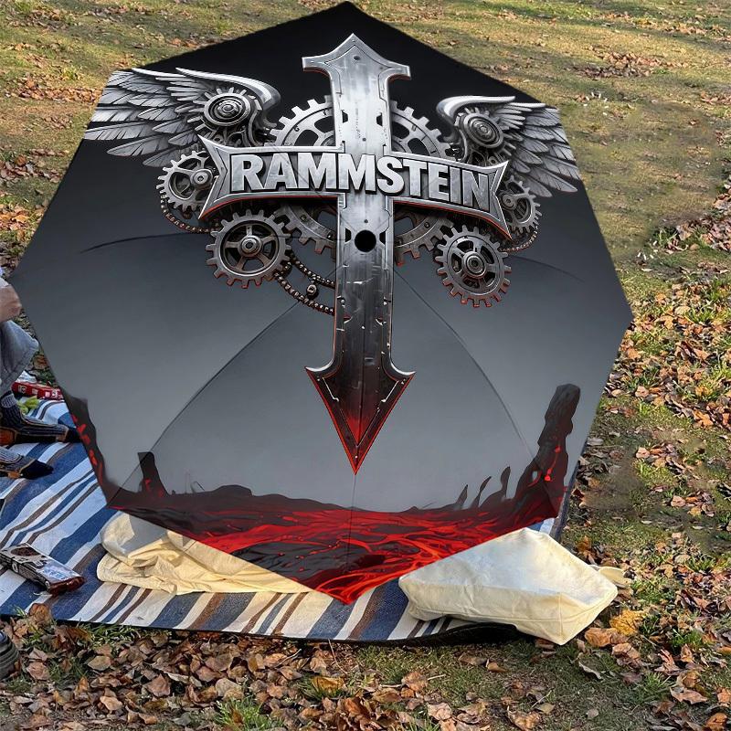 1PC RAMMSTEIN CROSS Umbrella-8-Rib Reinforced, Automatic Open, Lightweight & Durable, Cute Fashion Accessory for Outdoor-K1310