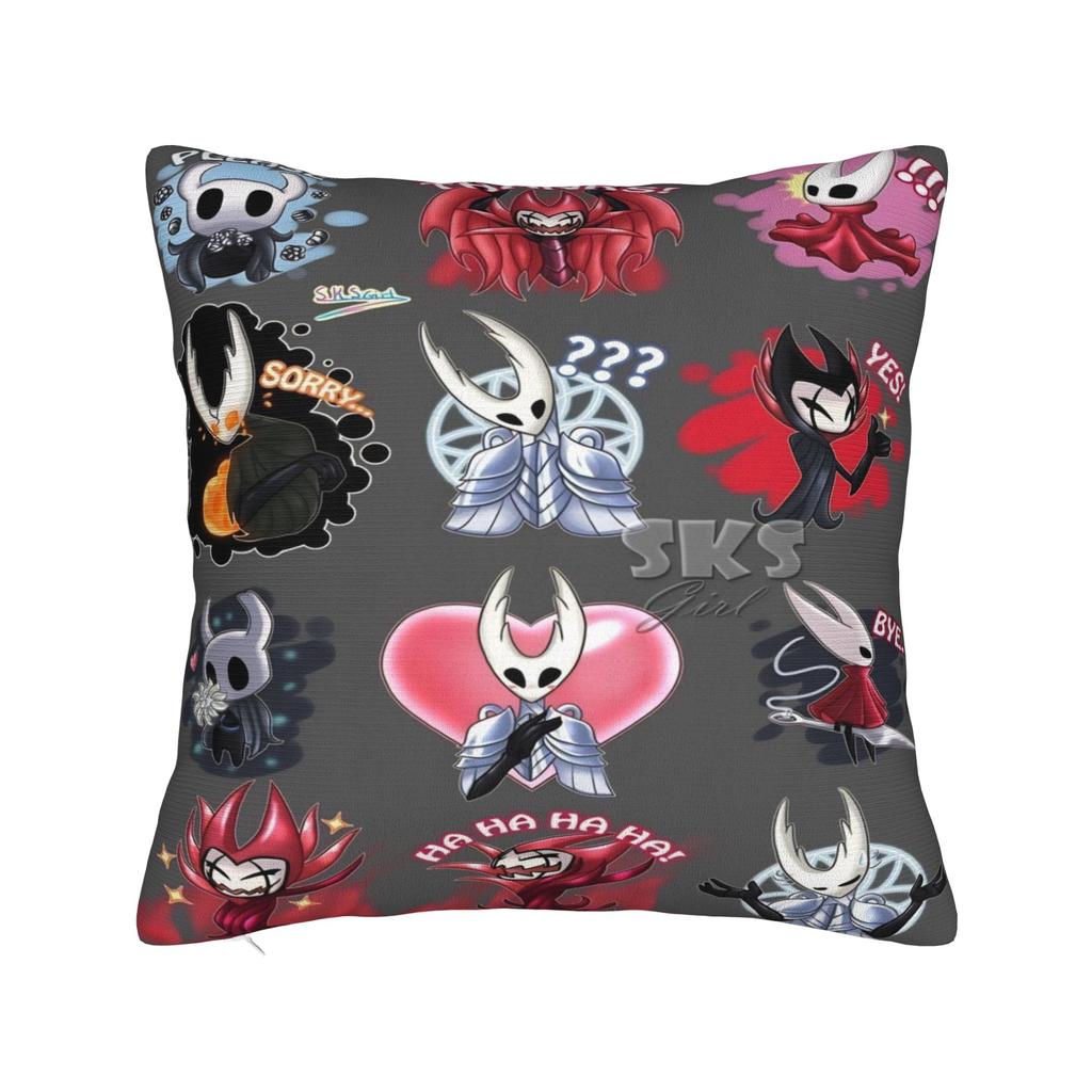 Hollow Knight Cartoon Game Knight and Hornet Pillow Cover Vintage Pillow Case For Living Room Chair Comfy Cushion Cover Gift