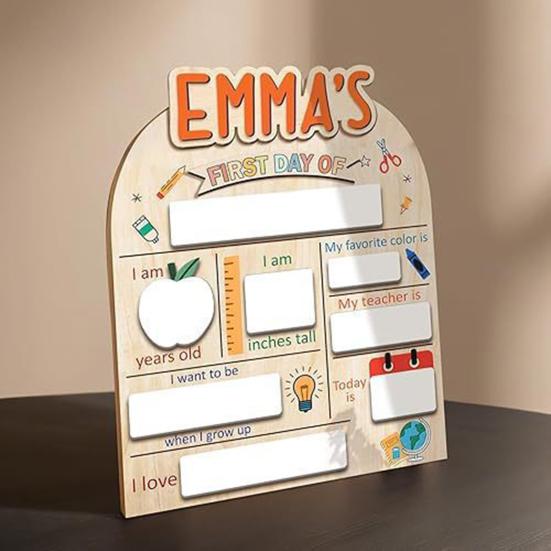 First Day of School Board Dry Erase Board Reusable Wooden First Day