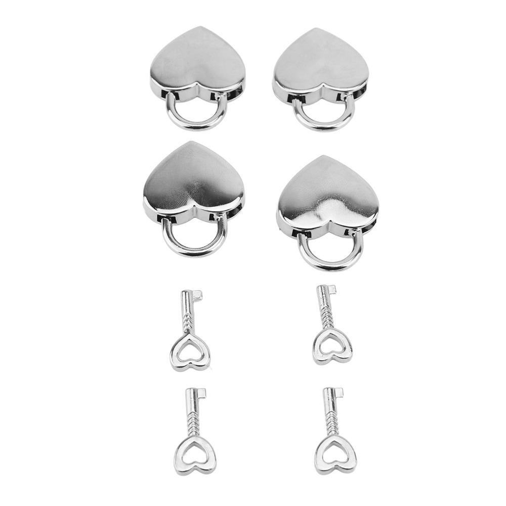 4sets Metal Mini Padlock with Key Silver Diary Lock Decorative Love Lock For Jewelry Box