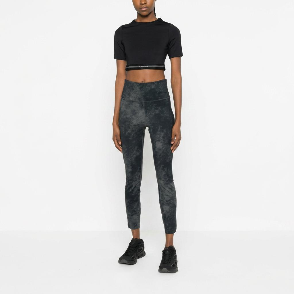 Calvin Klein Moisture Wicking Letter Jacquard Yoga Fitness Short Sleeve T-Shirt Women Tops GWS6K217