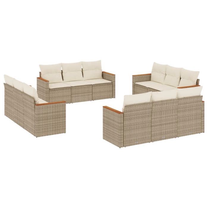 VidaXL Salon de Jardin avec Coussins 12 pcs, Canapés de Terrasse, Ensemble de Meubles de Patio, Mobilier d'Extérieur, Beige 3258236