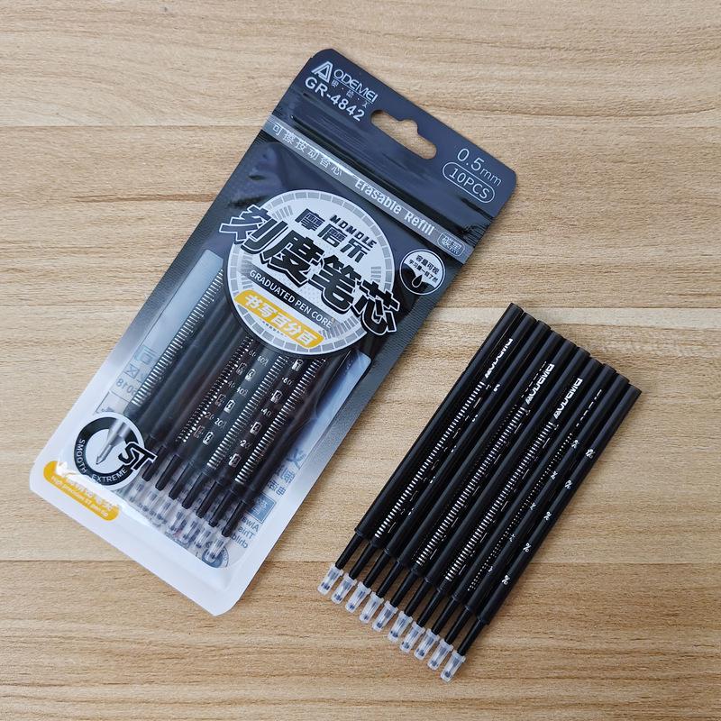 

Сменные стержни для стираемых нейтральных ручек Odeme MoMoLe с нажимным механизмом, 0,5 мм, сине-черные, упаковка 10 штук, стержень с шкалой Pack of 10