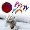 7 pcs Pet Cat Teaser Dangler Toy Rod Stick Feather Replacement Head Cats Supplies