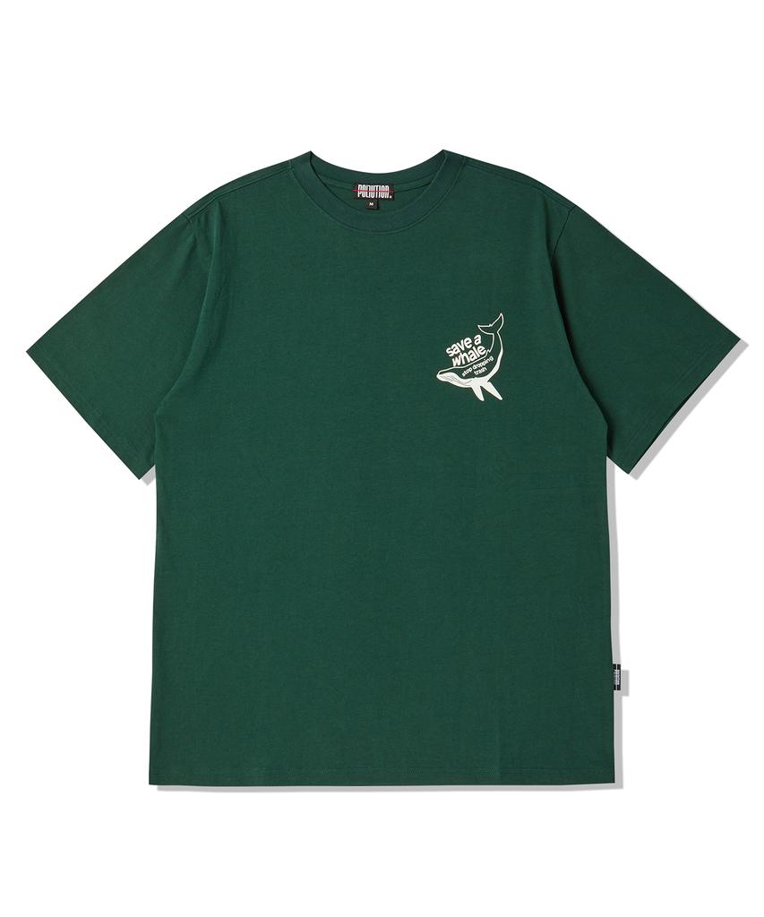 POLLUTION Whale Series-3 Half T-Shirt(Puncmts019_Gr)