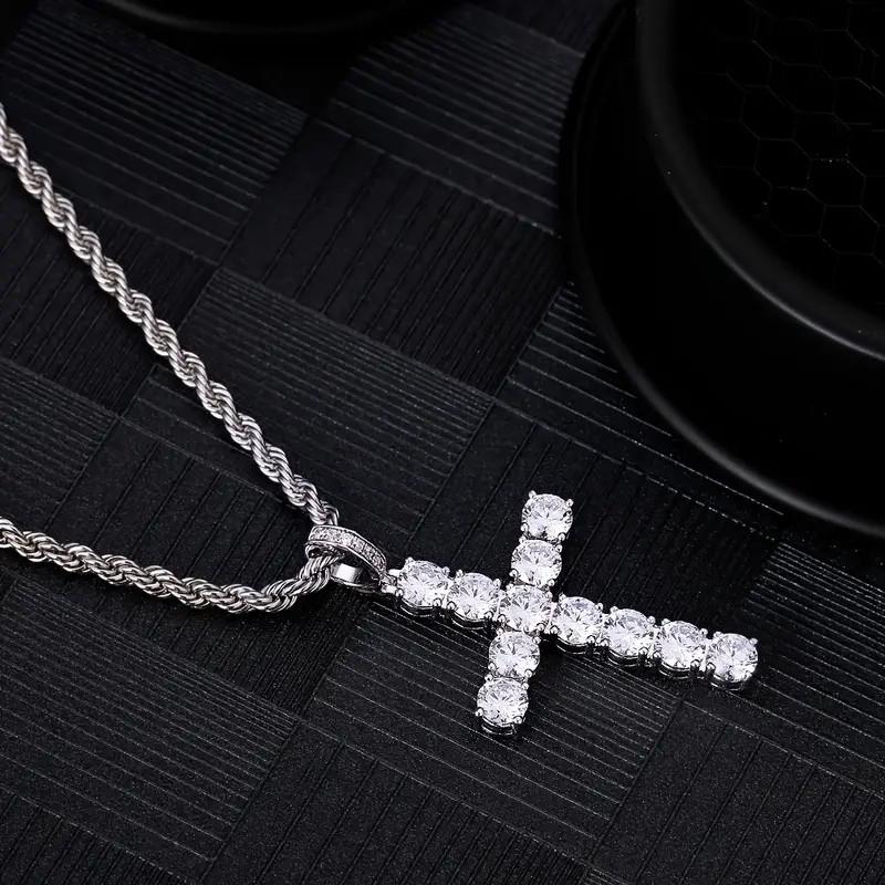 Huitan 60Cm Twisted Chain Long Necklace for Women/Men Fashion Luxury Cubic Zirconia Cross Pendant Necklace Gift Love Accessories