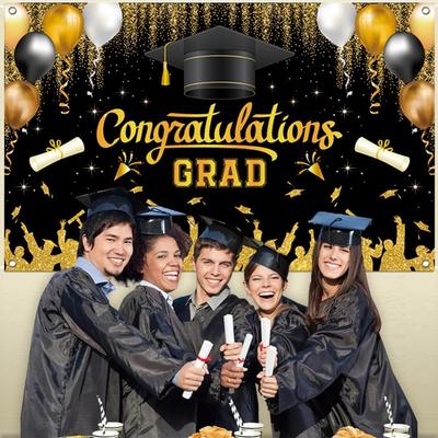 Parabéns Grad Fotografia de Formatura Fundo Celebre Poliéster Formandos Fundo Brilho Banner Feliz Formatura
