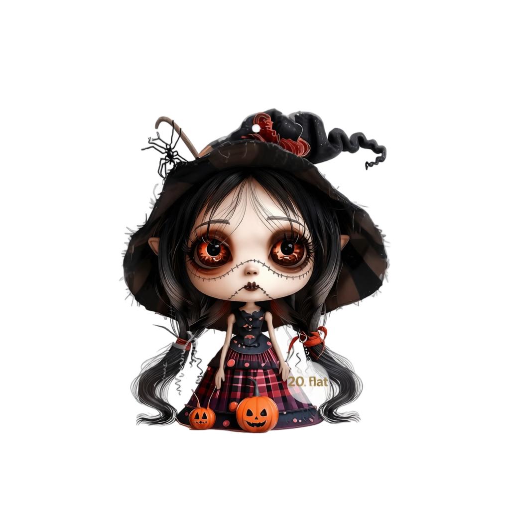 Halloween Acrylic Cute Witch Pendant Flat Ornament for Backpack Purse Keychain