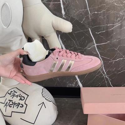 Pink Retro German Training Shoes Women's Spring and Spring 2025 New Flat-bottomed Thin Belt Color Matching Single Shoes Women's Casual Board Shoes