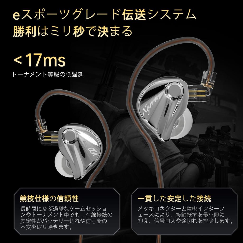 CCA Xyrra Dual Driver In-Ear Monitor Headphones 1DD 1BD Hi-Fi Clear Sound Deep Bass Wired Gaming Earphones Silver 3.5mm