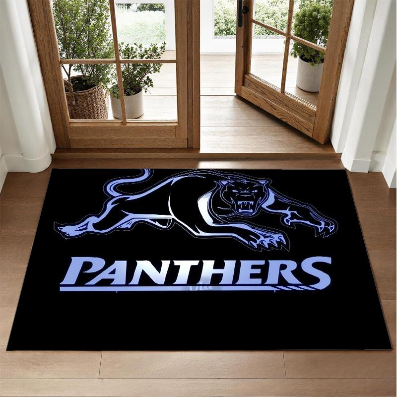 Penrith Panthers Design Crystal Velvet Rug Soft Decorative Mat for Bedroom Entrance