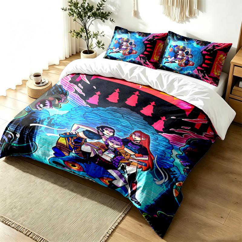 Kpop Demon Hunters 3pc Duvet Cover Set Simple Modern Bedding Set Wrinkle Resistant Soft Fabric All Season Use a Perfect Gift