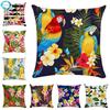 Colorful Parrot Flower Oil Painting Pattern Cushion Cover Sofa Decorative Pillow Cover Floral Pillowcase Home Decor 45X45Cm