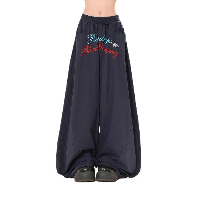 Loose Pants Letter Print Scimitar Pants Cleanfit Loose Lazy Wind Paratrooper Casual Pants