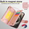 Applicable To iPhone16 Leather Case Samsung S25 Solid Color Multi-card Zipper Wallet Protective Case 15Pro Multi-function Oblique Span