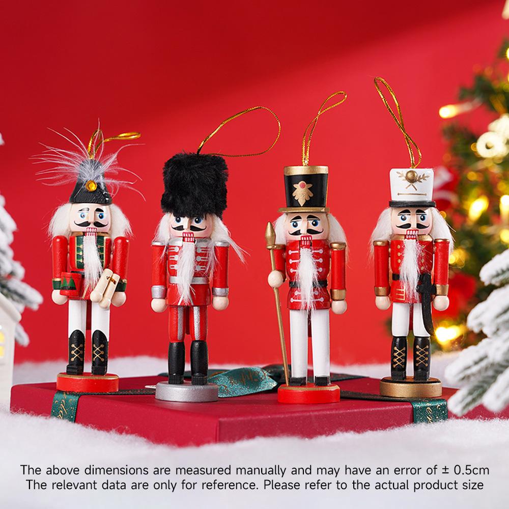 4pcs Christmas Nutcracker Soldier 13CM Small Puppet Handicraft Christmas Tree Hanging Pendant Ornament Festival Gift Home Decor
