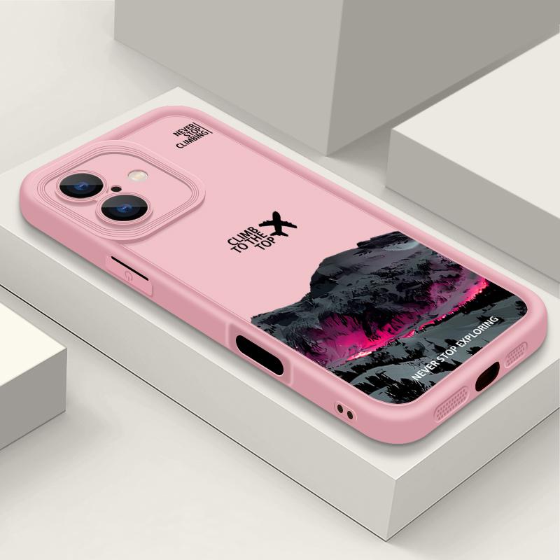 For iPhone 16E 15 Pro Max 14 Pro 13 12 11 XR XS 8 7 Cover Airplane Mountain Pattern Lens Protection TPU Shockproof Soft Silicone Phone Case Shell