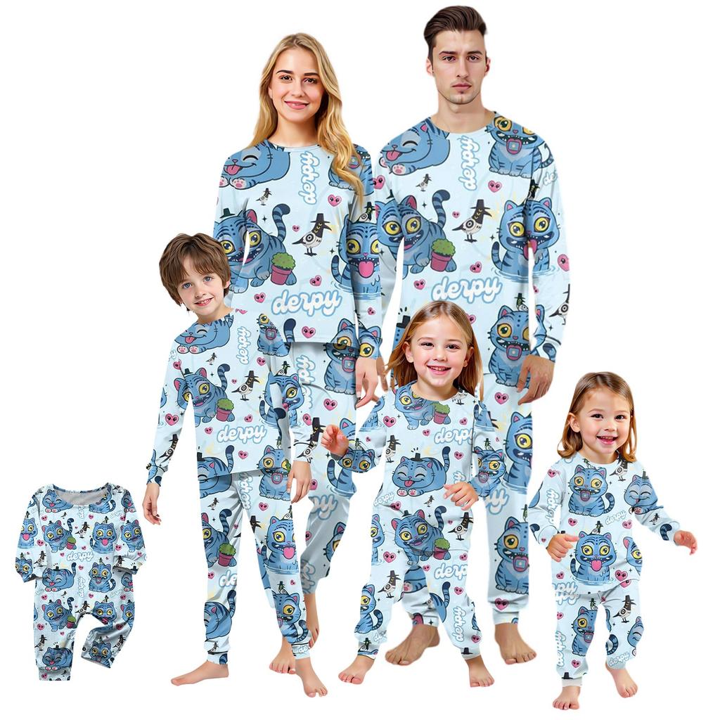 Prints Family Matching Long Sleeve Tops+Pants Set Family Matching Sets