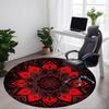 1 alfombra de silla con patrón de mandala rojo y negro para oficina, alfombra de oficina redonda antideslizante duradera de gran tamaño, adecuada para la oficina