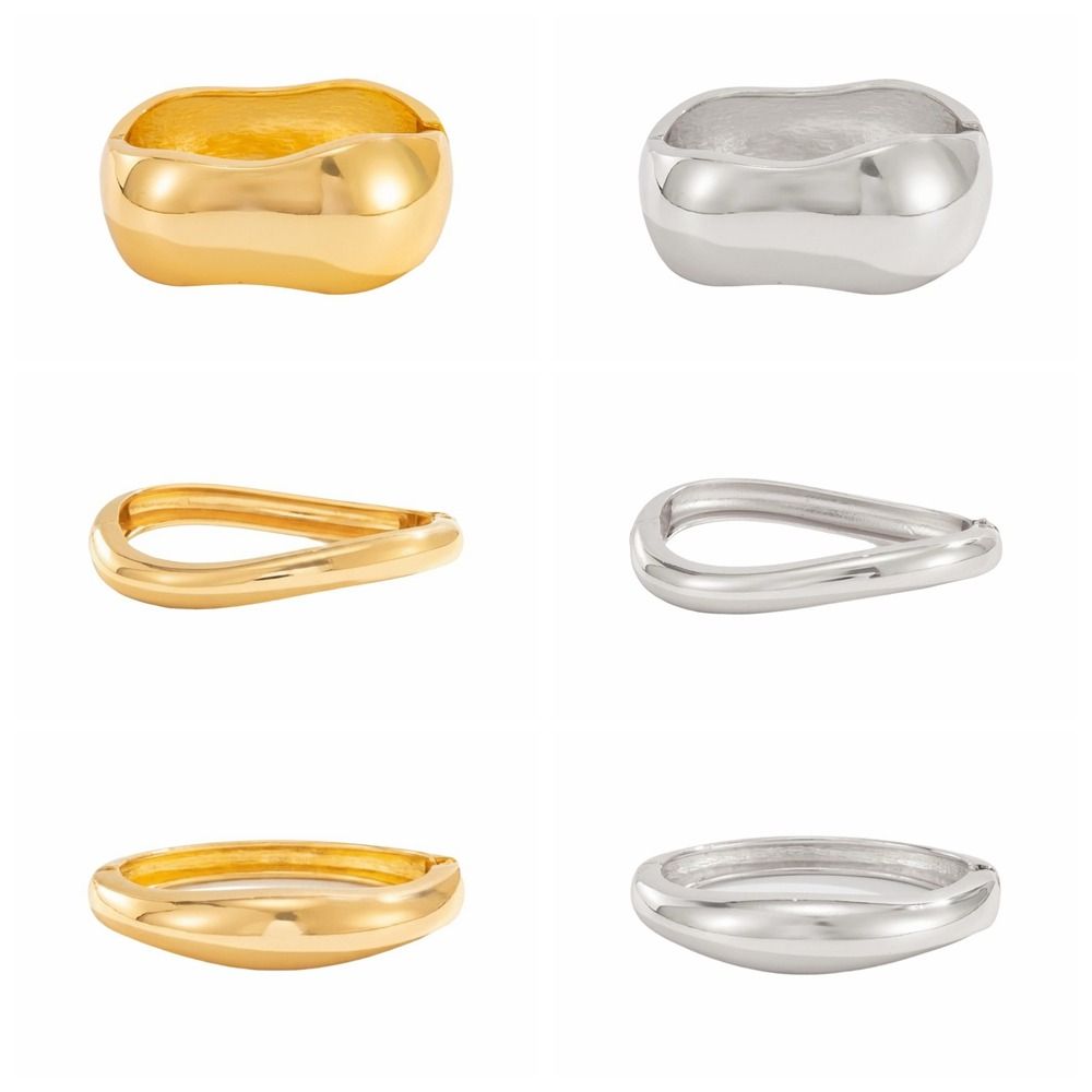 Zinc Zinc Zinc Alloy Simple Metal Bracelet Geometry Wide Side Bangle Personality Exaggerated Bracelet Daily