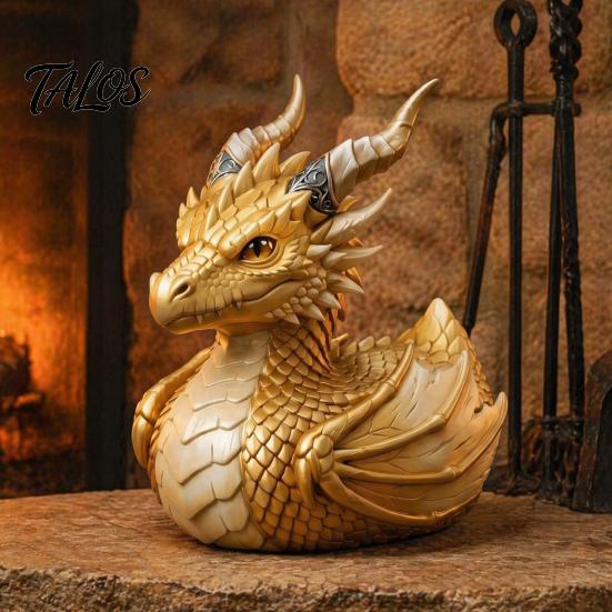 Medieval Fantasy Room Decor Dark Dragon Collectible Duck, Gothic Resin Statue for Home Decor, Hand-Painted Detailed Gift Mythical Figurine,