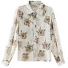 Womens Floral Print Long Sleeve Chiffon Button Down Shirt