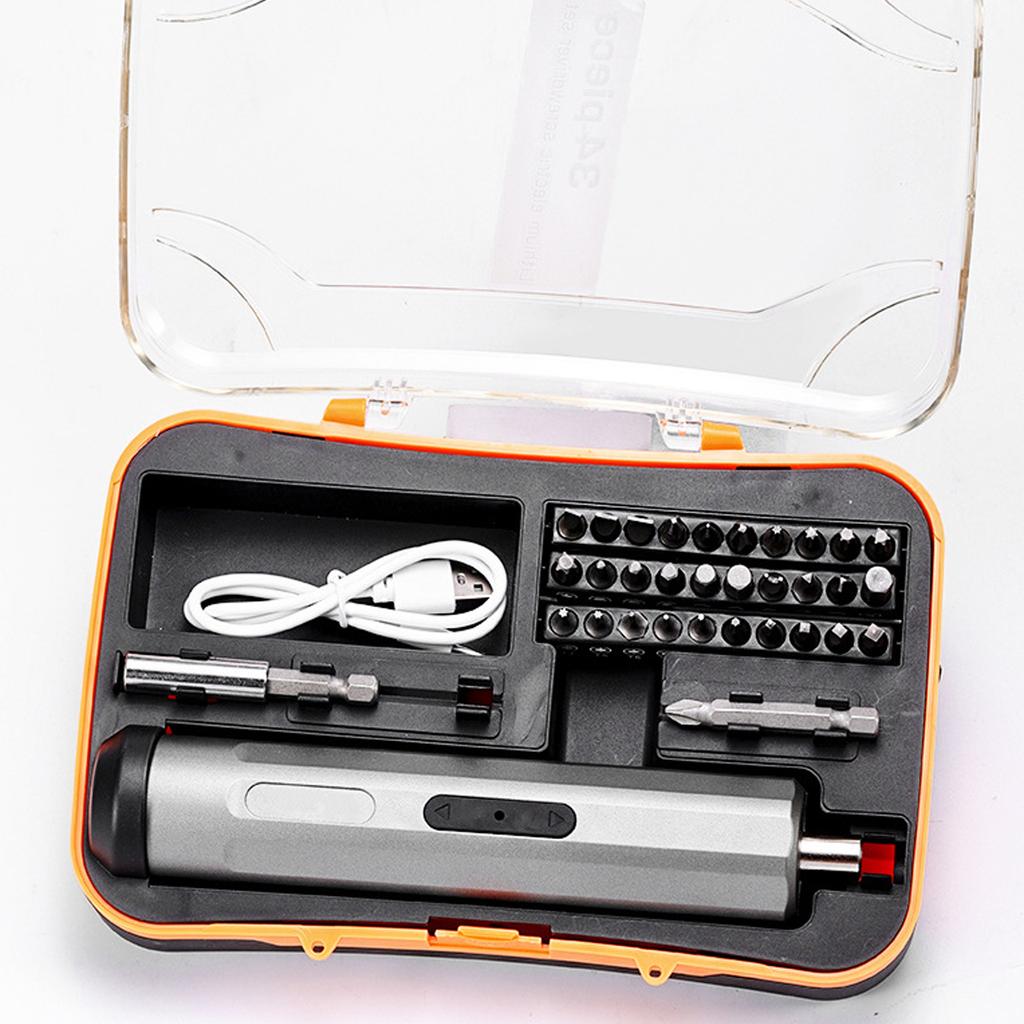 34 In 1 Cordless Electric Screwdriver Set 3Nm 3.7V Cordless with Steel Bit and 2000mAh Rechargeable Battery Type C Port