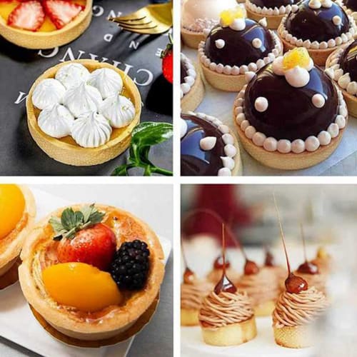 Dovhmoh 5-Piece Round Tart Rings with Holes, Stainless Steel, for Fruit Pie, Quiche, Cake, Mousse, and Kitchen Baking, 7cm
