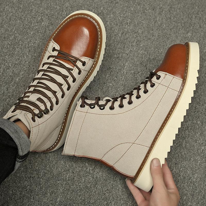 Leather Martin Boots Men's High-top Ami Kaji Short-face Boots Men's British Style Retro High-end Mid-top Men's Shoes