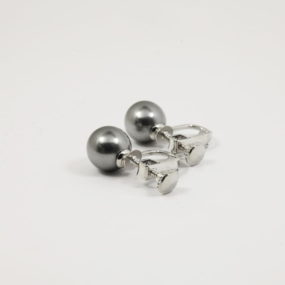 [Your and My Jewelry Box] Made In Japan  High-Quality Domestic Shell Pearl 9mm Formal Set, Gray-Black (Necklace and Earring Set) [Gift Wrapped]