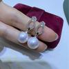 S925 Silver Teardrop Pearl Diamond Circle Earrings for Women - Luxurious Stud Design