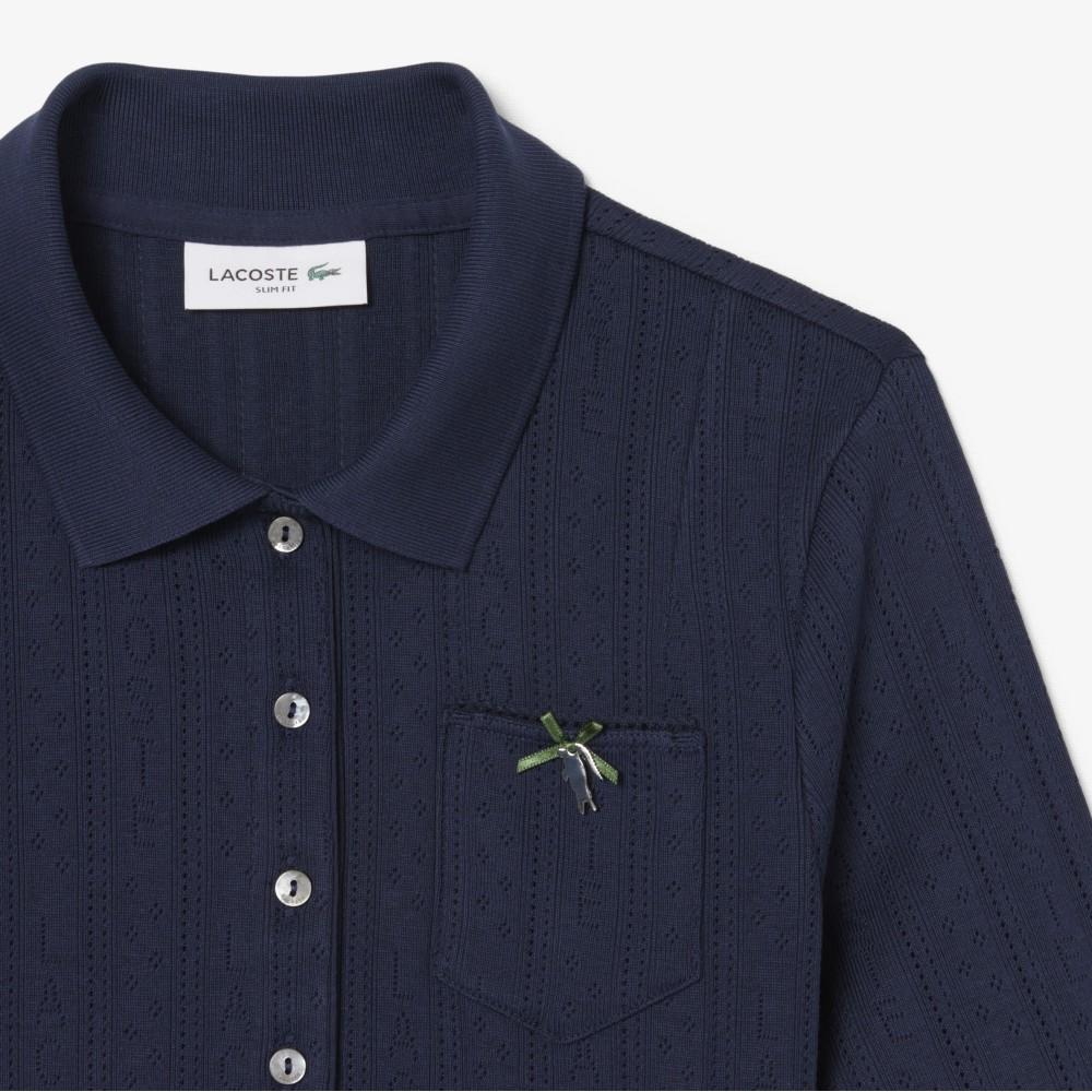 Lacoste Women's Pointelle Ribbon Croc Polo Shirt DF5296-56G166