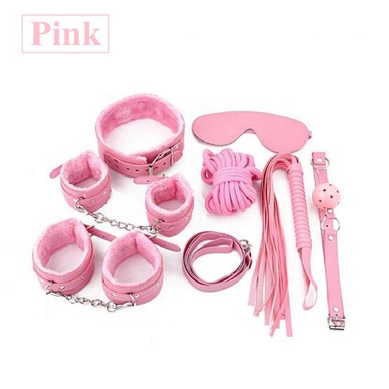 4 Colours Erotic Toys 7pcs Sex Bondage Kit Slave Game Bdsm Fetish Plush Bondage