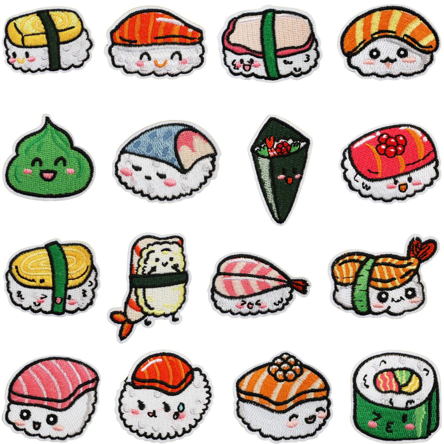 

16pcs Kawaii Sushi Patches DIY Your Style! Instant Outfit Upgrade DIY Cuties for Bags/Clothes